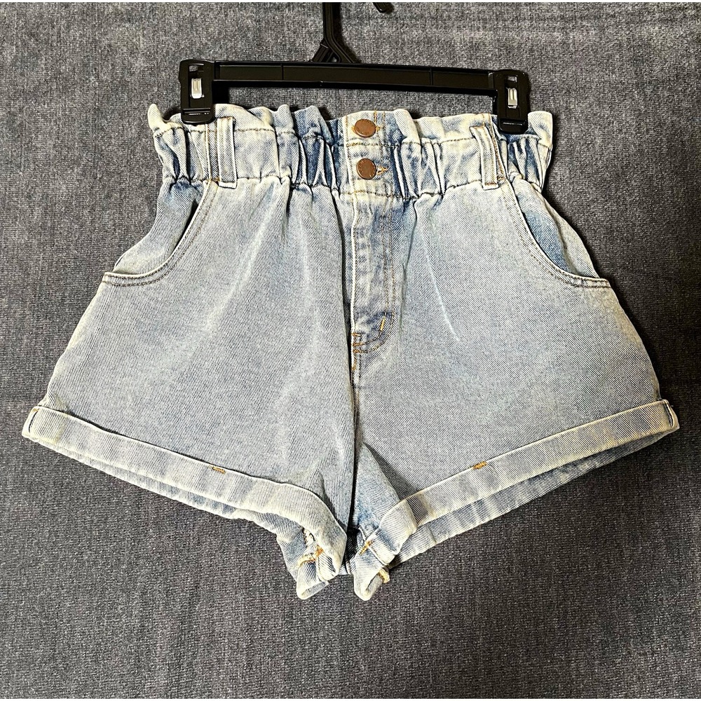 Toast Jeans Womens Paperbag Waist Denim Shorts Size Small Light Wash Cuffed Jean